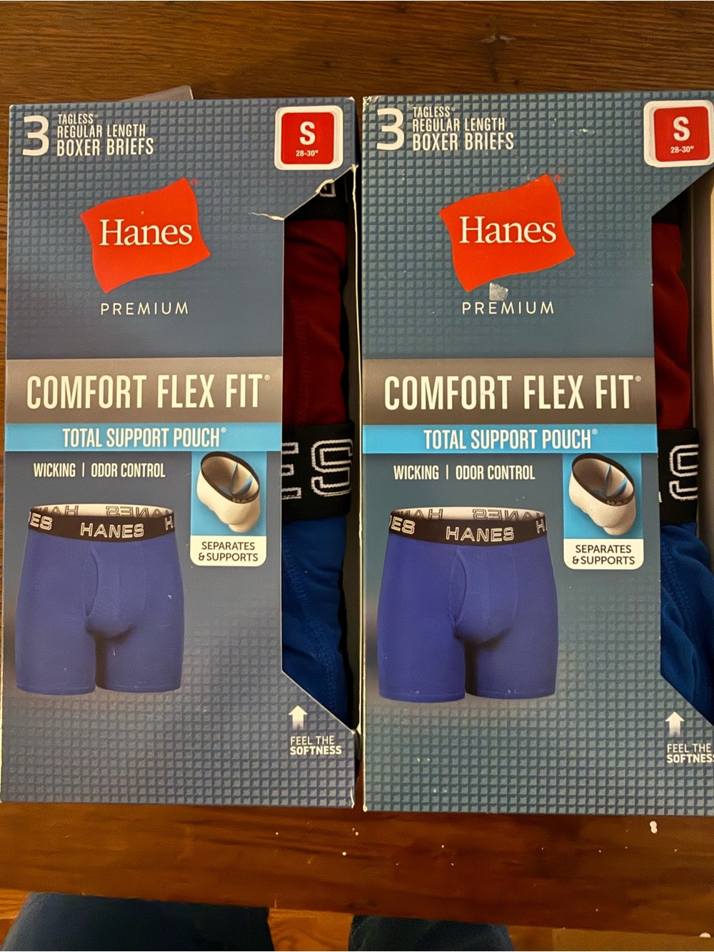 Hanes Premium Comfort Flex Fit 6 Boxer Briefs Reg Length Small Tagless